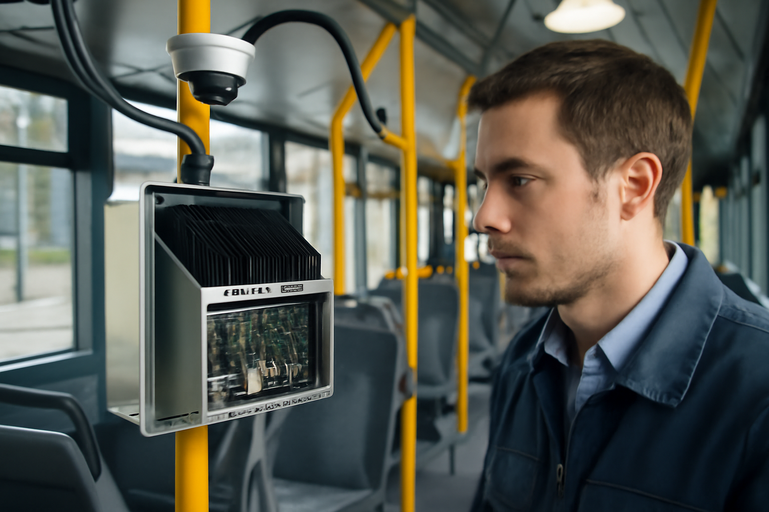 Otobüs akıllı sistemlerinde Edge AI teknolojisinin veri işleme avantajlarını gösteren bir görüntü.